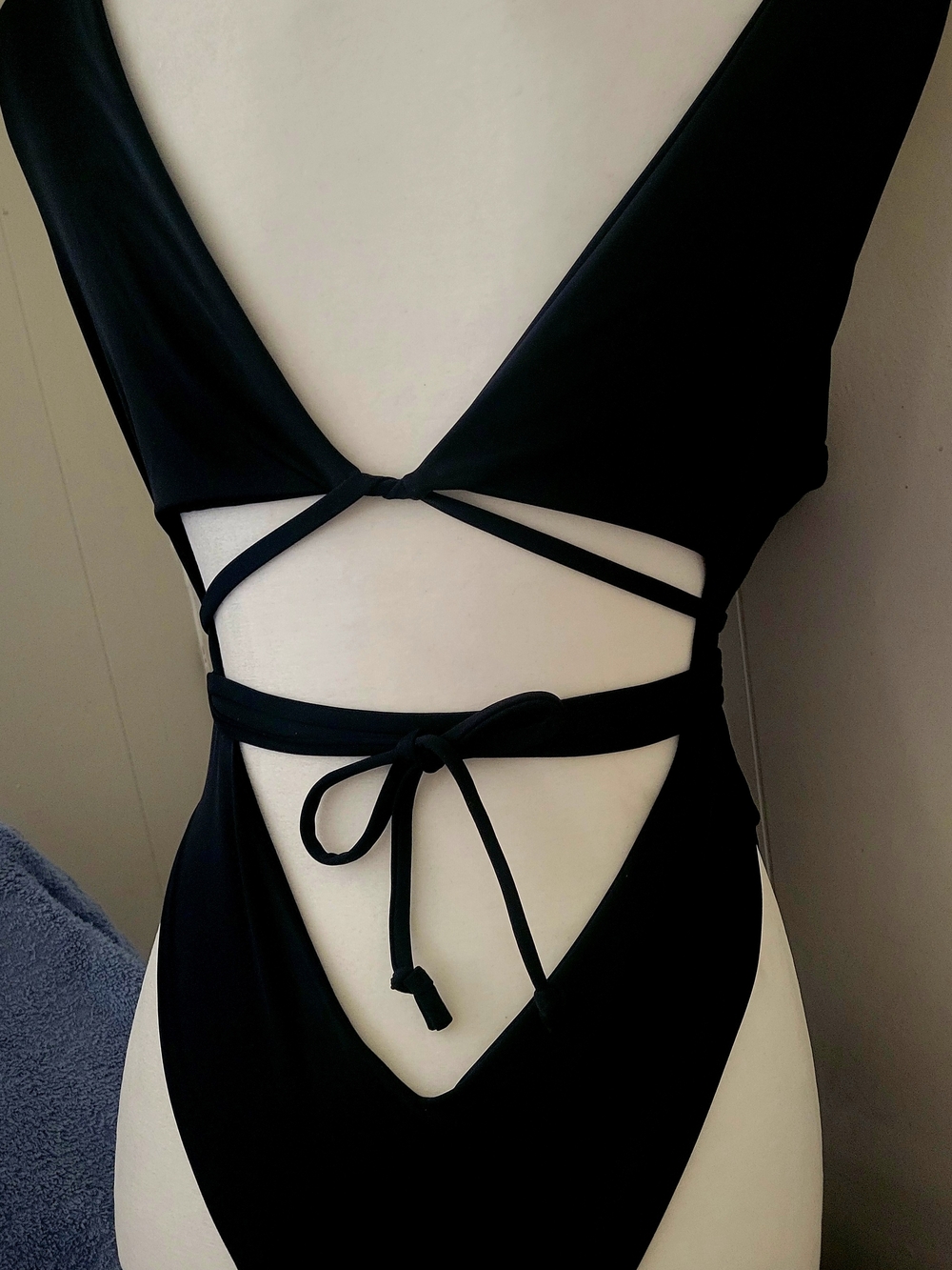 Classic Black One-Piece Swimsuit with Waist Detail - Picture 2 of 5